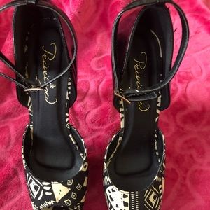 Privileged Aztec black platform shoes